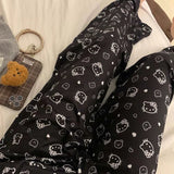 Sanrioed Anime Women Hello Kitty Pajama Pants Kawaii Kuromi Melody Spring Y2K Kt Loose Home Pants High Waist Casual Cotton Cute