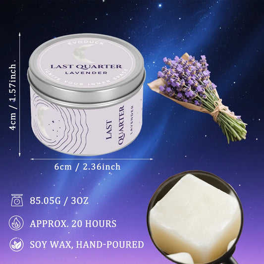 Lavender Manifestation Candle , 3oz Scented Soy Wax Brushed Silver Tin, Gift for Her & Him , with Wish Card , Law of Attraction