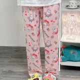 Sanrioed Anime Women Hello Kitty Pajama Pants Kawaii Kuromi Melody Spring Y2K Kt Loose Home Pants High Waist Casual Cotton Cute