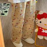 Sanrioed Anime Women Hello Kitty Pajama Pants Kawaii Kuromi Melody Spring Y2K Kt Loose Home Pants High Waist Casual Cotton Cute