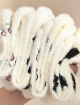 Cartoon Cute Cow Mink Velvet Socks Women Winter Soft Fleece Plush Warm Home Sleep Boot Socks Kawaii Y2K Furry Thermal Tube Sox