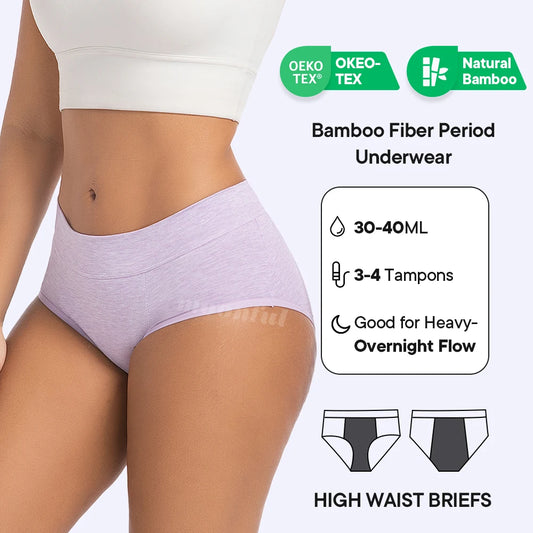 Menstrual Panties Woman Super Absorbent Menstrual Panties High Waist Bamboo Fiber Leakproof Menstruation Period Underwear Girl