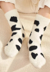 Cartoon Cute Cow Mink Velvet Socks Women Winter Soft Fleece Plush Warm Home Sleep Boot Socks Kawaii Y2K Furry Thermal Tube Sox