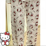 Sanrioed Anime Women Hello Kitty Pajama Pants Kawaii Kuromi Melody Spring Y2K Kt Loose Home Pants High Waist Casual Cotton Cute