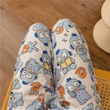 Sanrioed Anime Women Hello Kitty Pajama Pants Kawaii Kuromi Melody Spring Y2K Kt Loose Home Pants High Waist Casual Cotton Cute