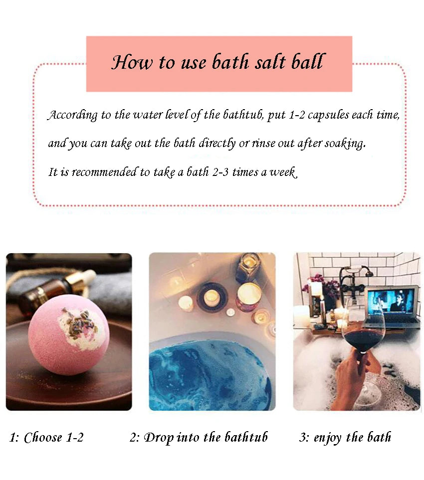 Essential Oil Bath Salts Ball Cleaning Body Exfoliating Moisturizing Bubble Balls Children Bathtub Bath Ball Shower Accessories