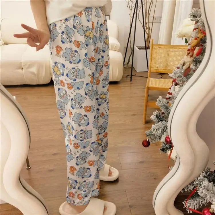 Sanrioed Anime Women Hello Kitty Pajama Pants Kawaii Kuromi Melody Spring Y2K Kt Loose Home Pants High Waist Casual Cotton Cute
