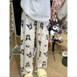 Sanrioed Anime Women Hello Kitty Pajama Pants Kawaii Kuromi Melody Spring Y2K Kt Loose Home Pants High Waist Casual Cotton Cute
