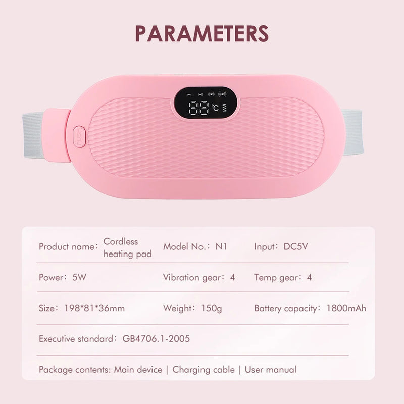 Women Menstrual Heating Pads Effective Hot Compress Period Relief Belt Rechargeable Heated Waist Massager Gifts for Female