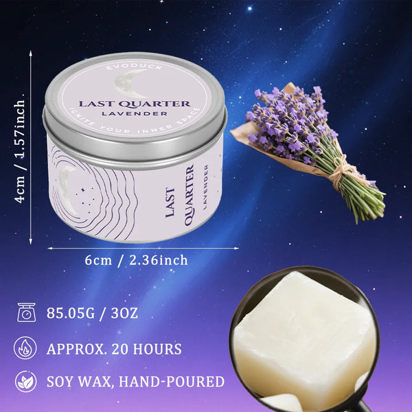 Lavender Manifestation Candle , 3oz Scented Soy Wax Brushed Silver Tin, Gift for Her & Him , with Wish Card , Law of Attraction