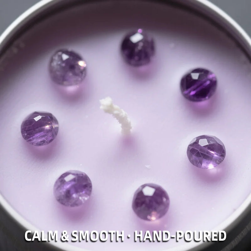 Lavender Manifestation Candle , 3oz Scented Soy Wax Brushed Silver Tin, Gift for Her & Him , with Wish Card , Law of Attraction