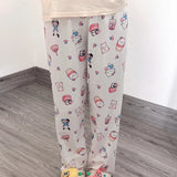 Sanrioed Anime Women Hello Kitty Pajama Pants Kawaii Kuromi Melody Spring Y2K Kt Loose Home Pants High Waist Casual Cotton Cute