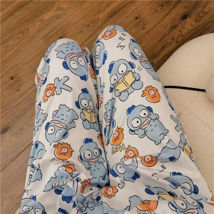 Sanrioed Anime Women Hello Kitty Pajama Pants Kawaii Kuromi Melody Spring Y2K Kt Loose Home Pants High Waist Casual Cotton Cute