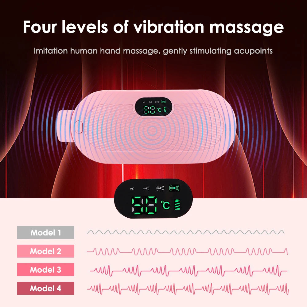 Women Menstrual Heating Pads Effective Hot Compress Period Relief Belt Rechargeable Heated Waist Massager Gifts for Female