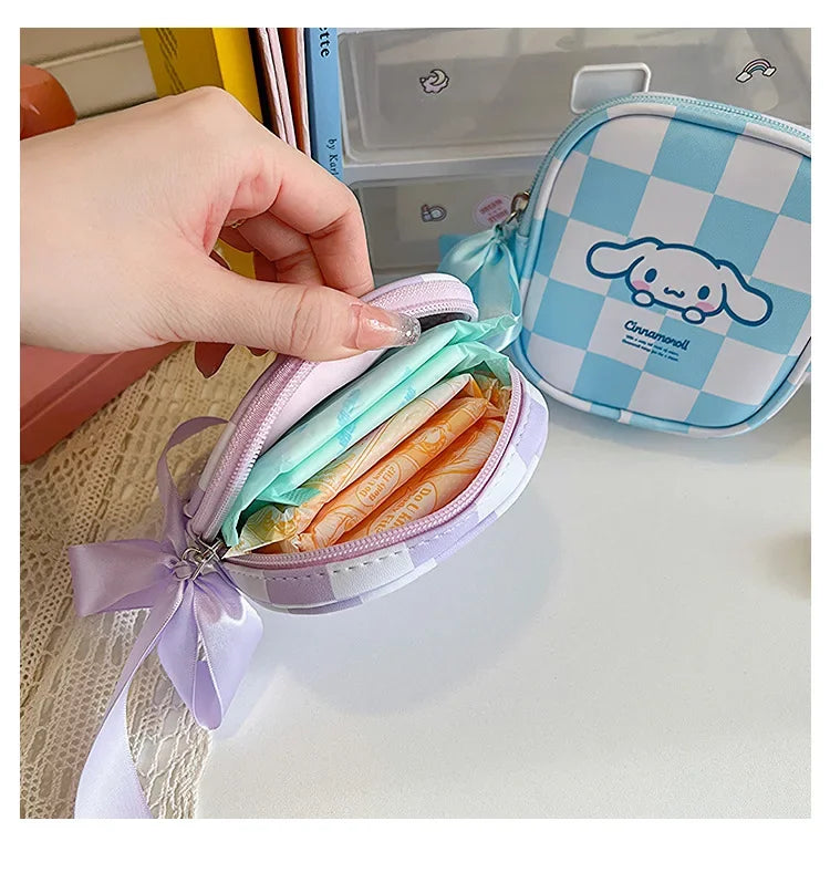 Anime Kuromi Storage Bag Cartoon Physiological Period Sanitary Pads Napkin Zipper Travel Gadgets Storage Bag Toys for Girls Gift