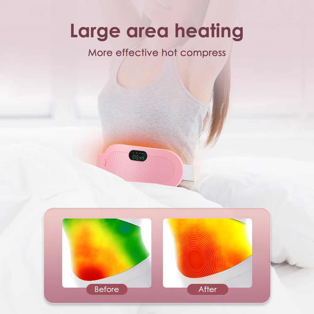 Women Menstrual Heating Pads Effective Hot Compress Period Relief Belt Rechargeable Heated Waist Massager Gifts for Female