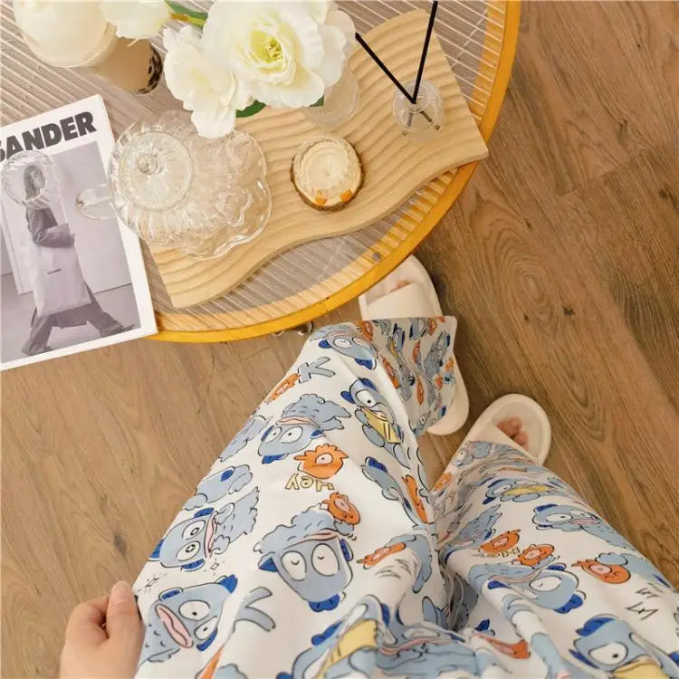 Sanrioed Anime Women Hello Kitty Pajama Pants Kawaii Kuromi Melody Spring Y2K Kt Loose Home Pants High Waist Casual Cotton Cute