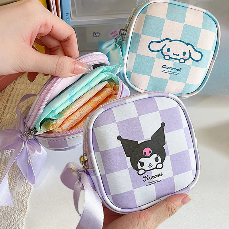 Anime Kuromi Storage Bag Cartoon Physiological Period Sanitary Pads Napkin Zipper Travel Gadgets Storage Bag Toys for Girls Gift