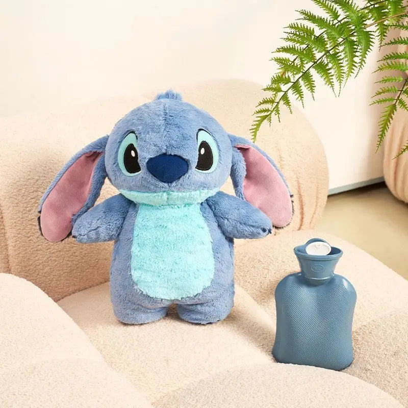 Hot Water Bag Cute Stitch Plush Cartoon Heating Pad for Hands Winter Warmth Soft Fluffy Warm Water Bag with Cover Students Gift-Cuddleberry
