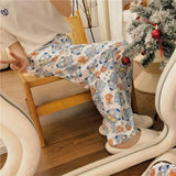 Sanrioed Anime Women Hello Kitty Pajama Pants Kawaii Kuromi Melody Spring Y2K Kt Loose Home Pants High Waist Casual Cotton Cute