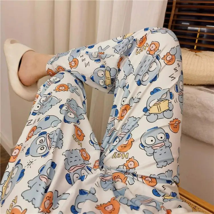 Sanrioed Anime Women Hello Kitty Pajama Pants Kawaii Kuromi Melody Spring Y2K Kt Loose Home Pants High Waist Casual Cotton Cute