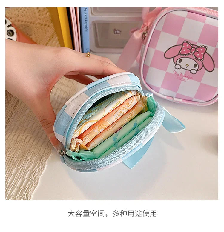 Anime Kuromi Storage Bag Cartoon Physiological Period Sanitary Pads Napkin Zipper Travel Gadgets Storage Bag Toys for Girls Gift