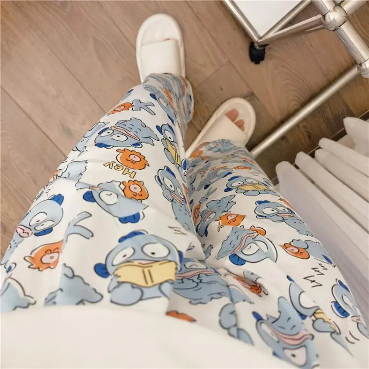 Sanrioed Anime Women Hello Kitty Pajama Pants Kawaii Kuromi Melody Spring Y2K Kt Loose Home Pants High Waist Casual Cotton Cute