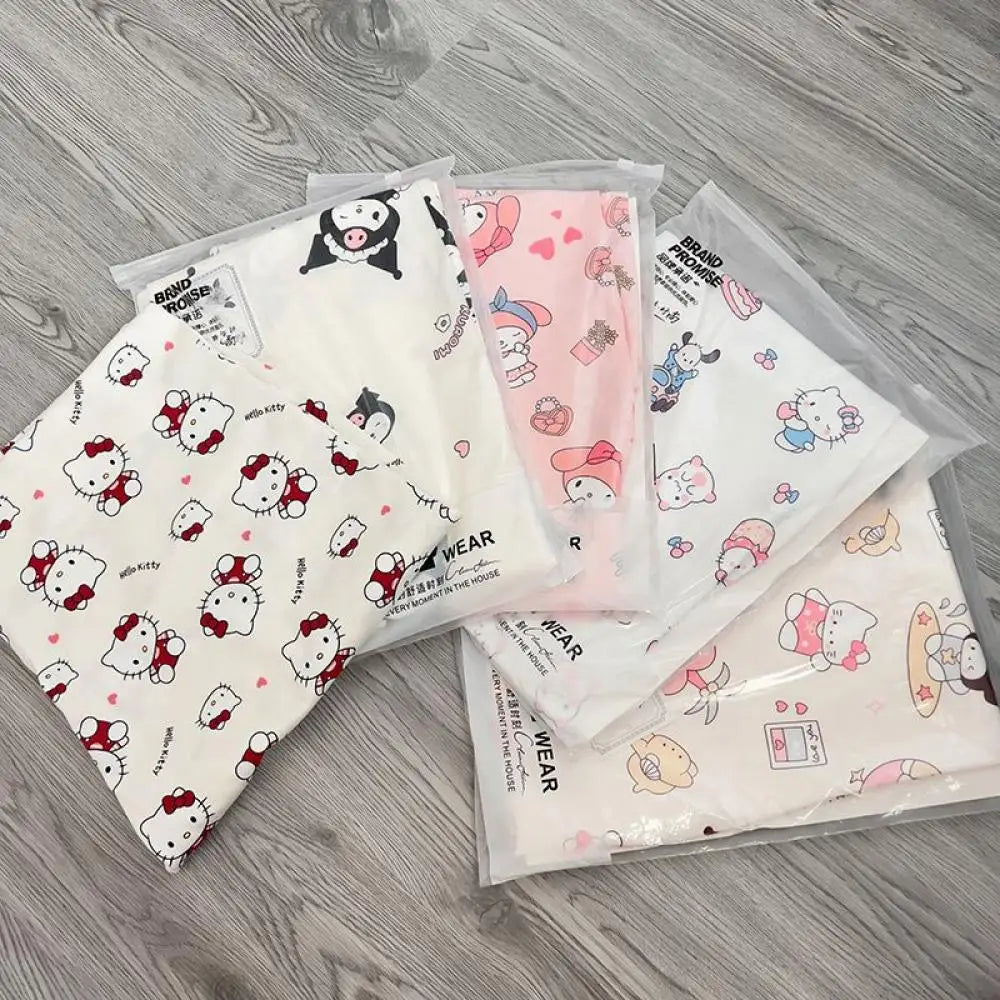Sanrioed Anime Women Hello Kitty Pajama Pants Kawaii Kuromi Melody Spring Y2K Kt Loose Home Pants High Waist Casual Cotton Cute