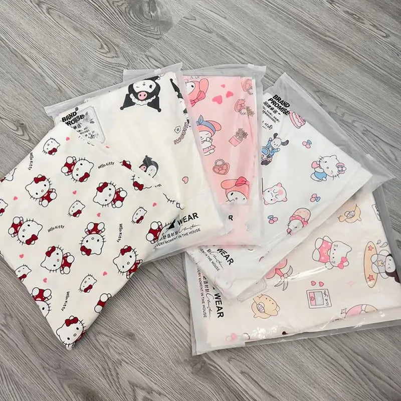 Sanrioed Anime Women Hello Kitty Pajama Pants Kawaii Kuromi Melody Spring Y2K Kt Loose Home Pants High Waist Casual Cotton Cute
