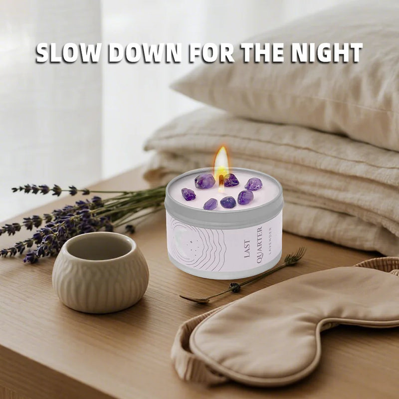 Lavender Manifestation Candle , 3oz Scented Soy Wax Brushed Silver Tin, Gift for Her & Him , with Wish Card , Law of Attraction