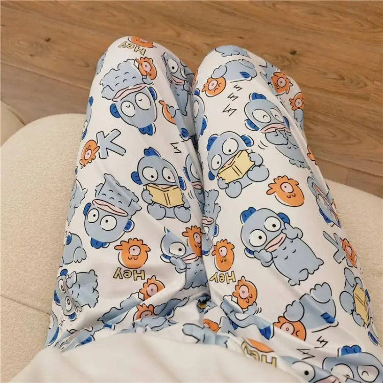 Sanrioed Anime Women Hello Kitty Pajama Pants Kawaii Kuromi Melody Spring Y2K Kt Loose Home Pants High Waist Casual Cotton Cute