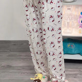 Sanrioed Anime Women Hello Kitty Pajama Pants Kawaii Kuromi Melody Spring Y2K Kt Loose Home Pants High Waist Casual Cotton Cute