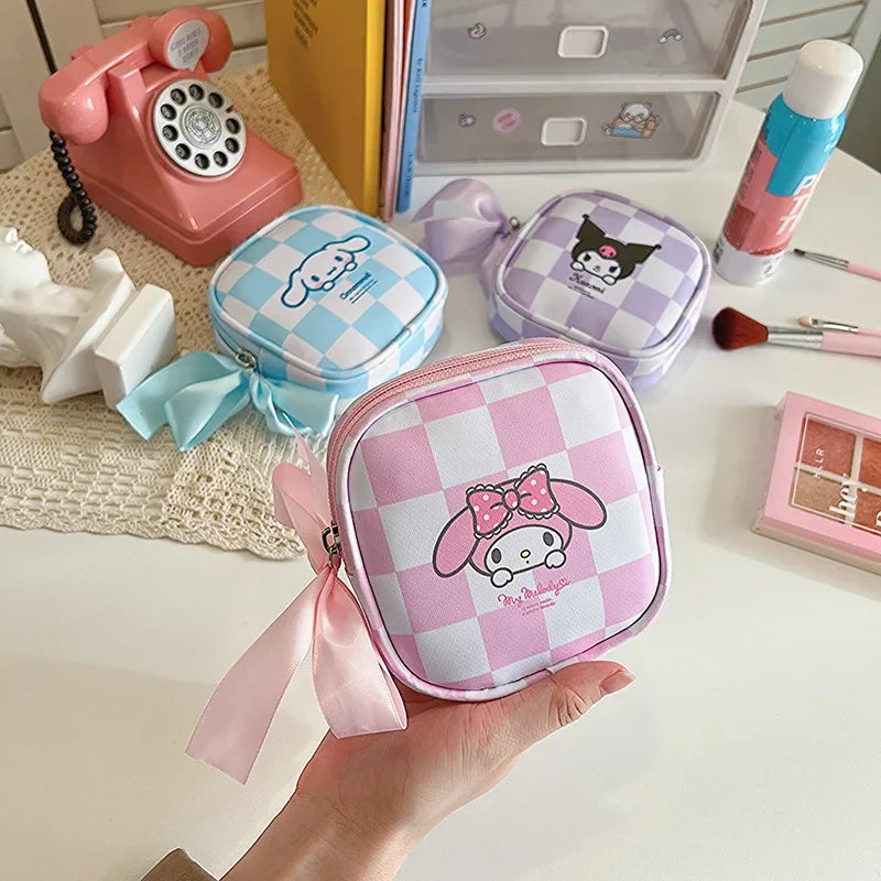 Anime Kuromi Storage Bag Cartoon Physiological Period Sanitary Pads Napkin Zipper Travel Gadgets Storage Bag Toys for Girls Gift