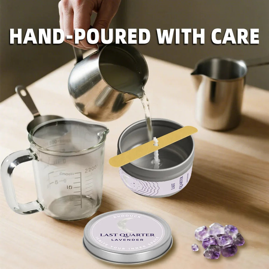 Lavender Manifestation Candle , 3oz Scented Soy Wax Brushed Silver Tin, Gift for Her & Him , with Wish Card , Law of Attraction