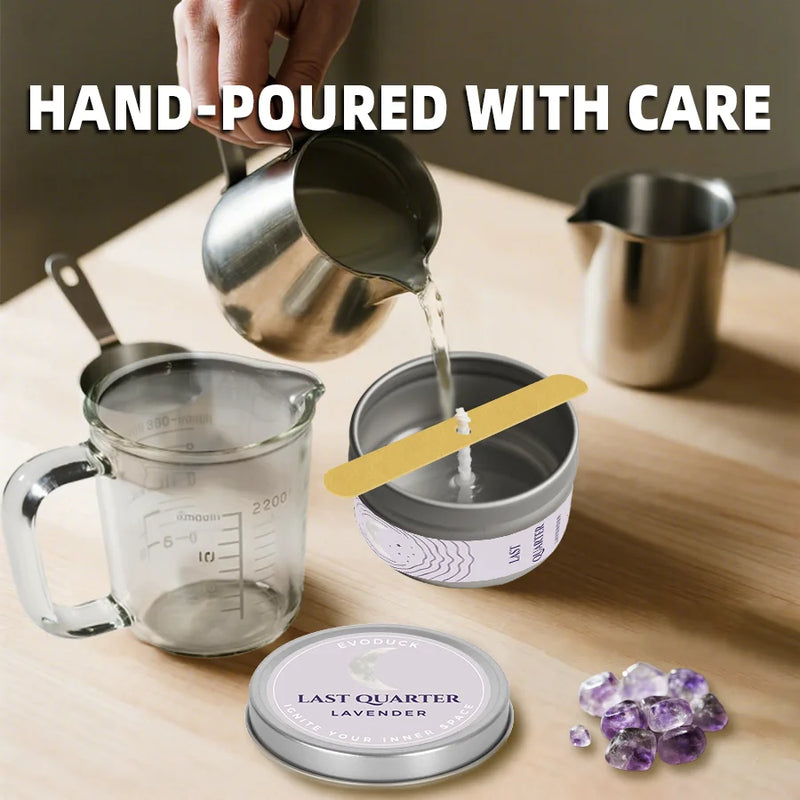 Lavender Manifestation Candle , 3oz Scented Soy Wax Brushed Silver Tin, Gift for Her & Him , with Wish Card , Law of Attraction