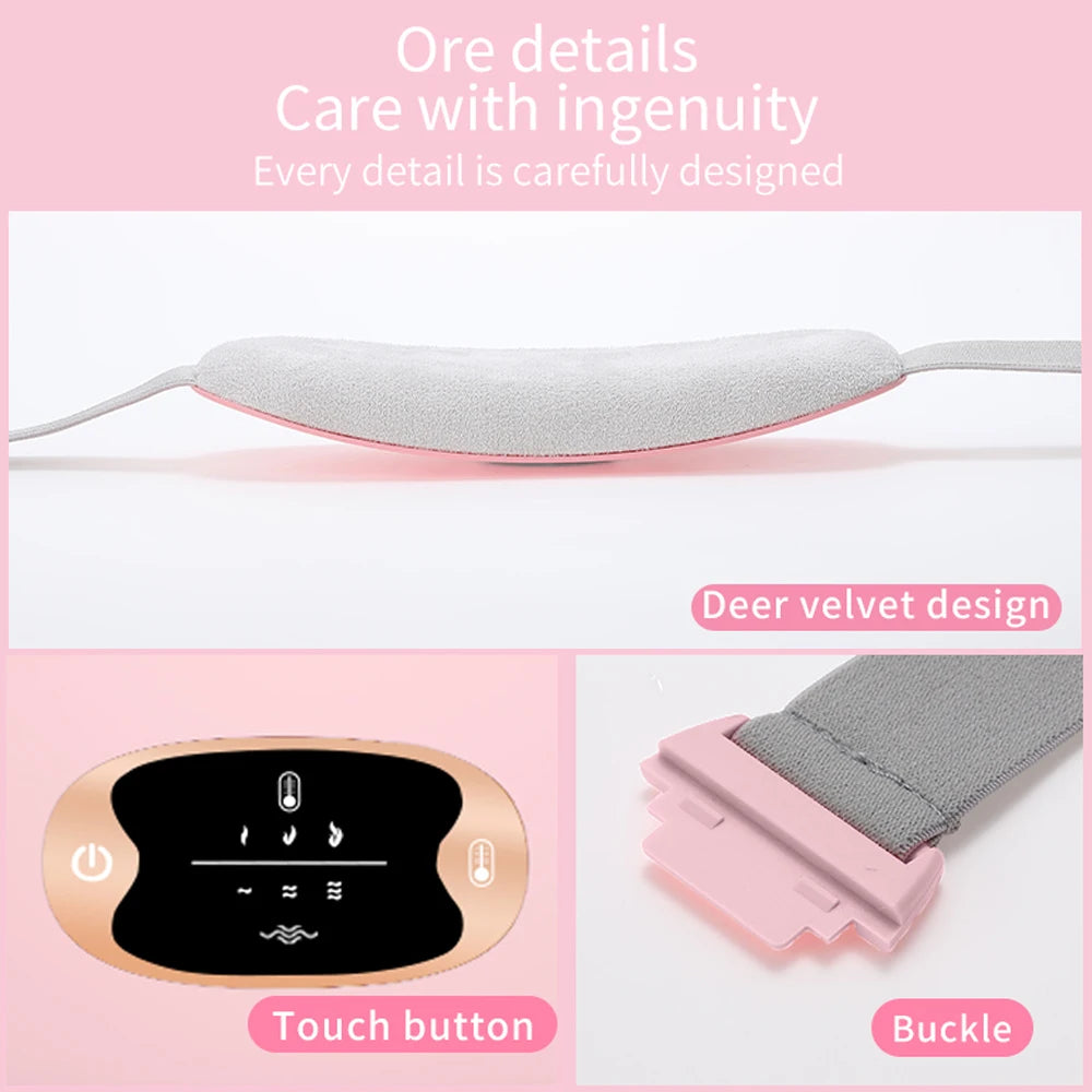 Women Menstrual Heating Pads Effective Hot Compress Period Relief Belt Rechargeable Heated Waist Massager Gifts for Female