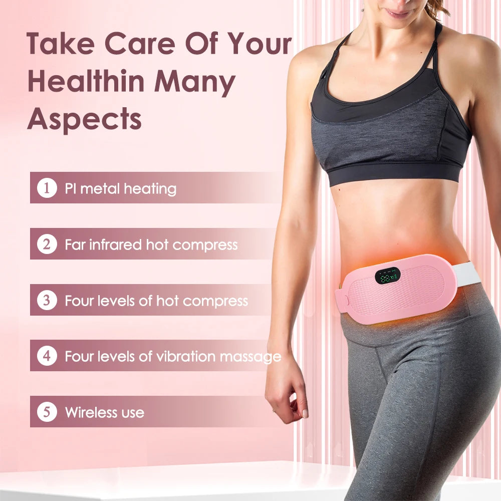 Women Menstrual Heating Pads Effective Hot Compress Period Relief Belt Rechargeable Heated Waist Massager Gifts for Female