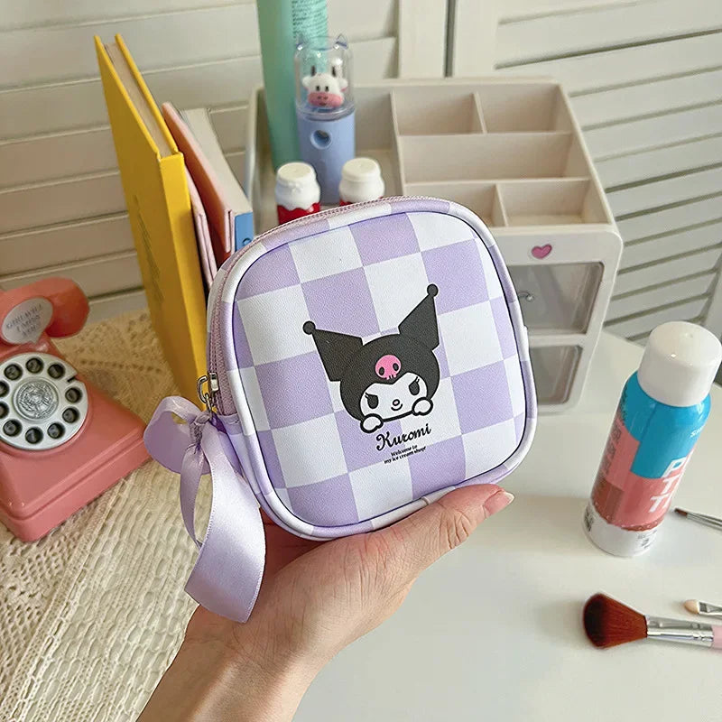 Anime Kuromi Storage Bag Cartoon Physiological Period Sanitary Pads Napkin Zipper Travel Gadgets Storage Bag Toys for Girls Gift