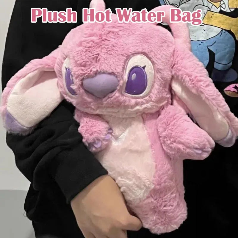 Hot Water Bag Cute Stitch Plush Cartoon Heating Pad for Hands Winter Warmth Soft Fluffy Warm Water Bag with Cover Students Gift-Cuddleberry