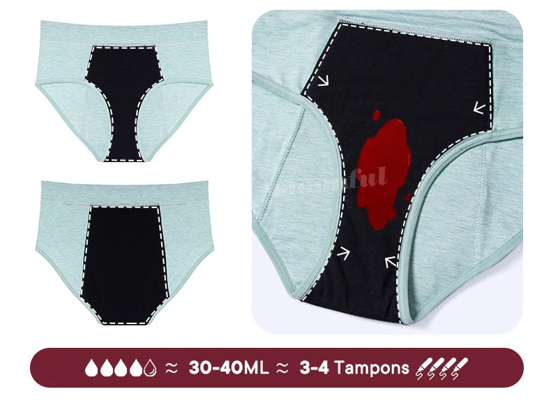 Menstrual Panties Woman Super Absorbent Menstrual Panties High Waist Bamboo Fiber Leakproof Menstruation Period Underwear Girl