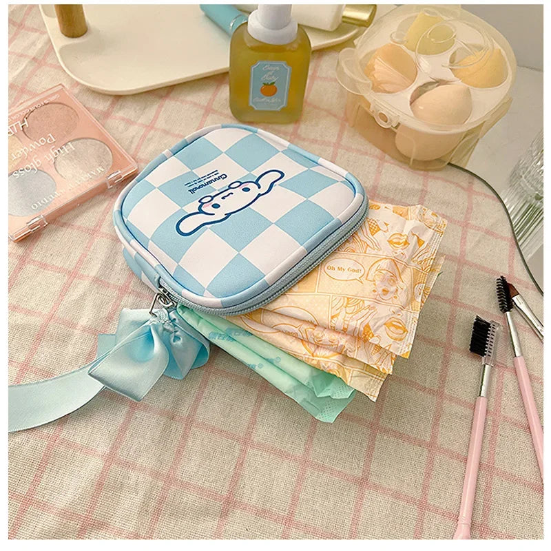 Anime Kuromi Storage Bag Cartoon Physiological Period Sanitary Pads Napkin Zipper Travel Gadgets Storage Bag Toys for Girls Gift