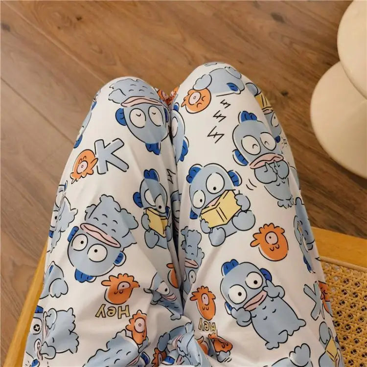 Sanrioed Anime Women Hello Kitty Pajama Pants Kawaii Kuromi Melody Spring Y2K Kt Loose Home Pants High Waist Casual Cotton Cute