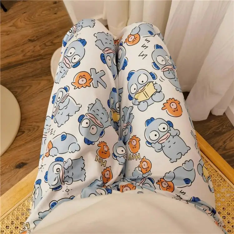 Sanrioed Anime Women Hello Kitty Pajama Pants Kawaii Kuromi Melody Spring Y2K Kt Loose Home Pants High Waist Casual Cotton Cute